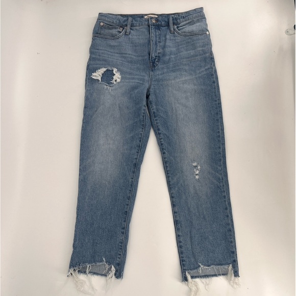 Madewell Classic Straight Distressed Rough Hem Jean Size 30 Women’s - Picture 1 of 7
